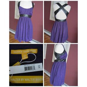 NWT Walter by Walter Baker purple open criss cross back dress XS